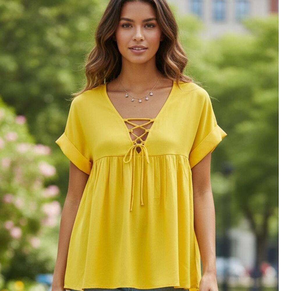 NWT Asos lace up babydoll blouse